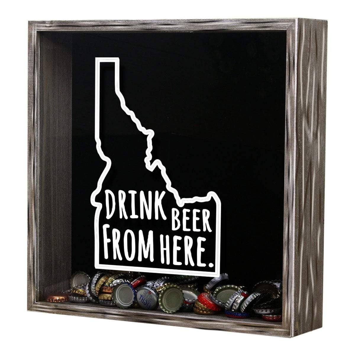 Idaho Drink Beer From Here Beer Cap Shadow Box