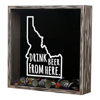 Idaho Drink Beer From Here Beer Cap Shadow Box