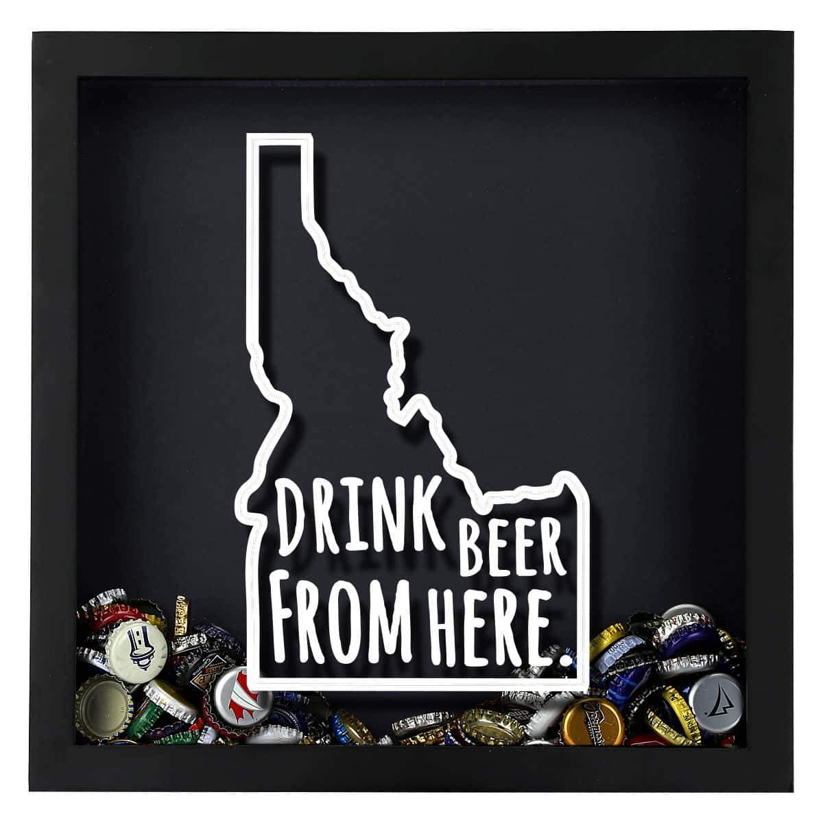 Idaho Drink Beer From Here Beer Cap Shadow Box