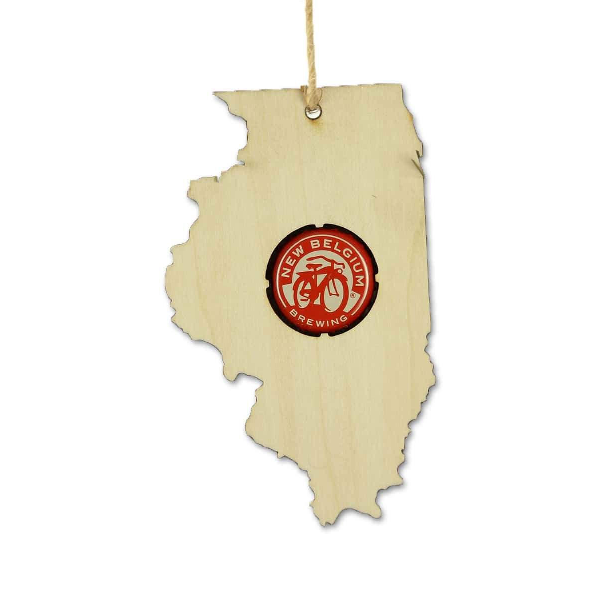 Illinois Beer Cap Map Ornaments