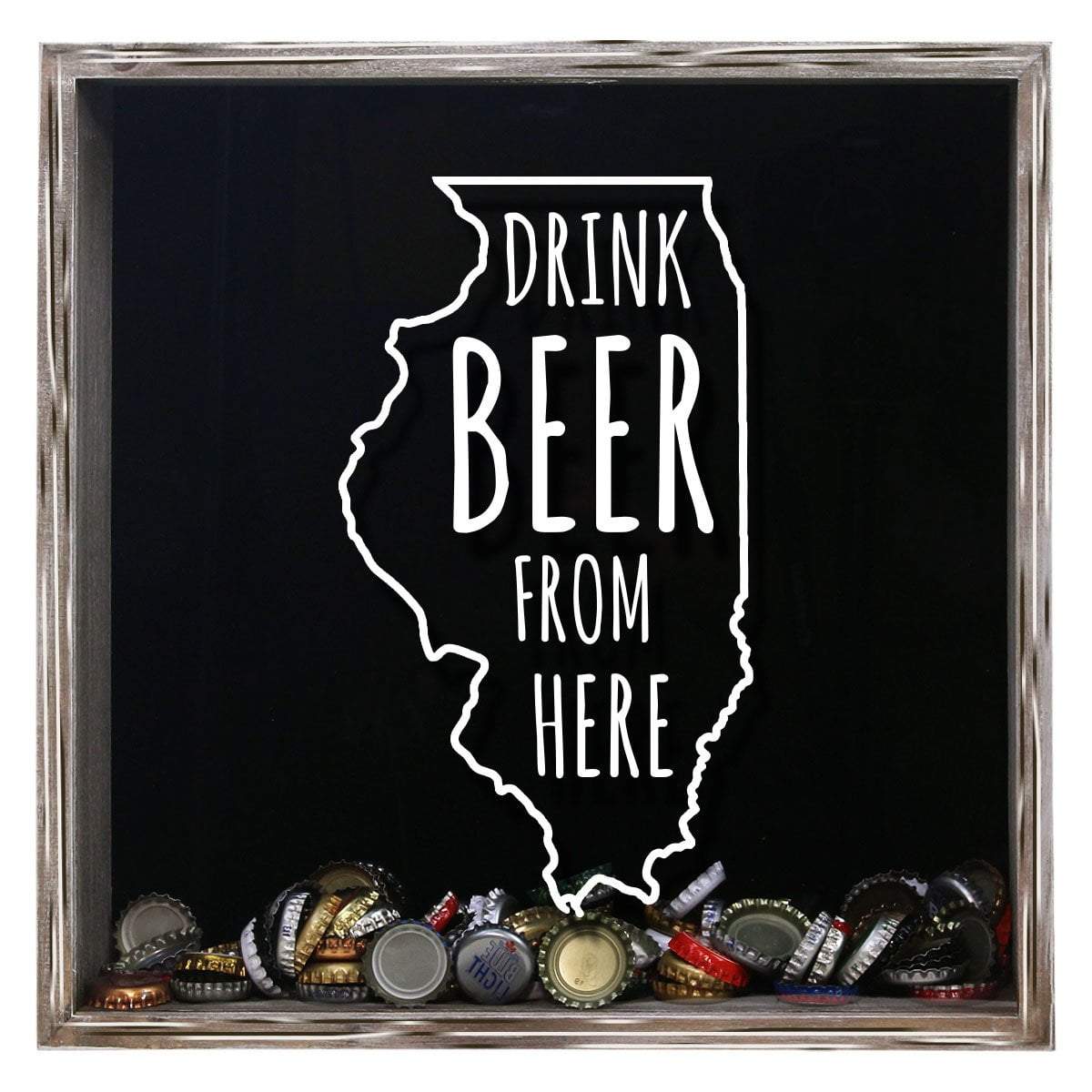 Illinois Drink Beer From Here Beer Cap Shadow Box