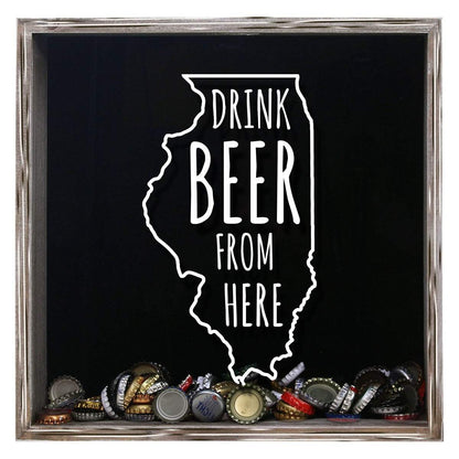 Illinois Drink Beer From Here Beer Cap Shadow Box