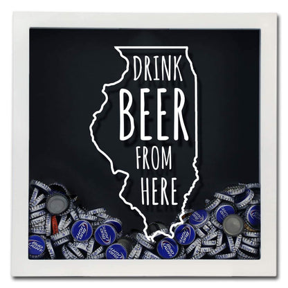 Illinois Drink Beer From Here Beer Cap Shadow Box