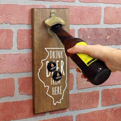 Illinois Drink Beer From Here Cap Catching Magnetic Bottle Openers