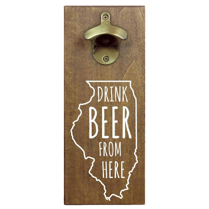 Illinois Drink Beer From Here Cap Catching Magnetic Bottle Openers