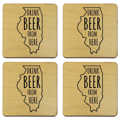 Illinois Drink Beer From Here Coasters