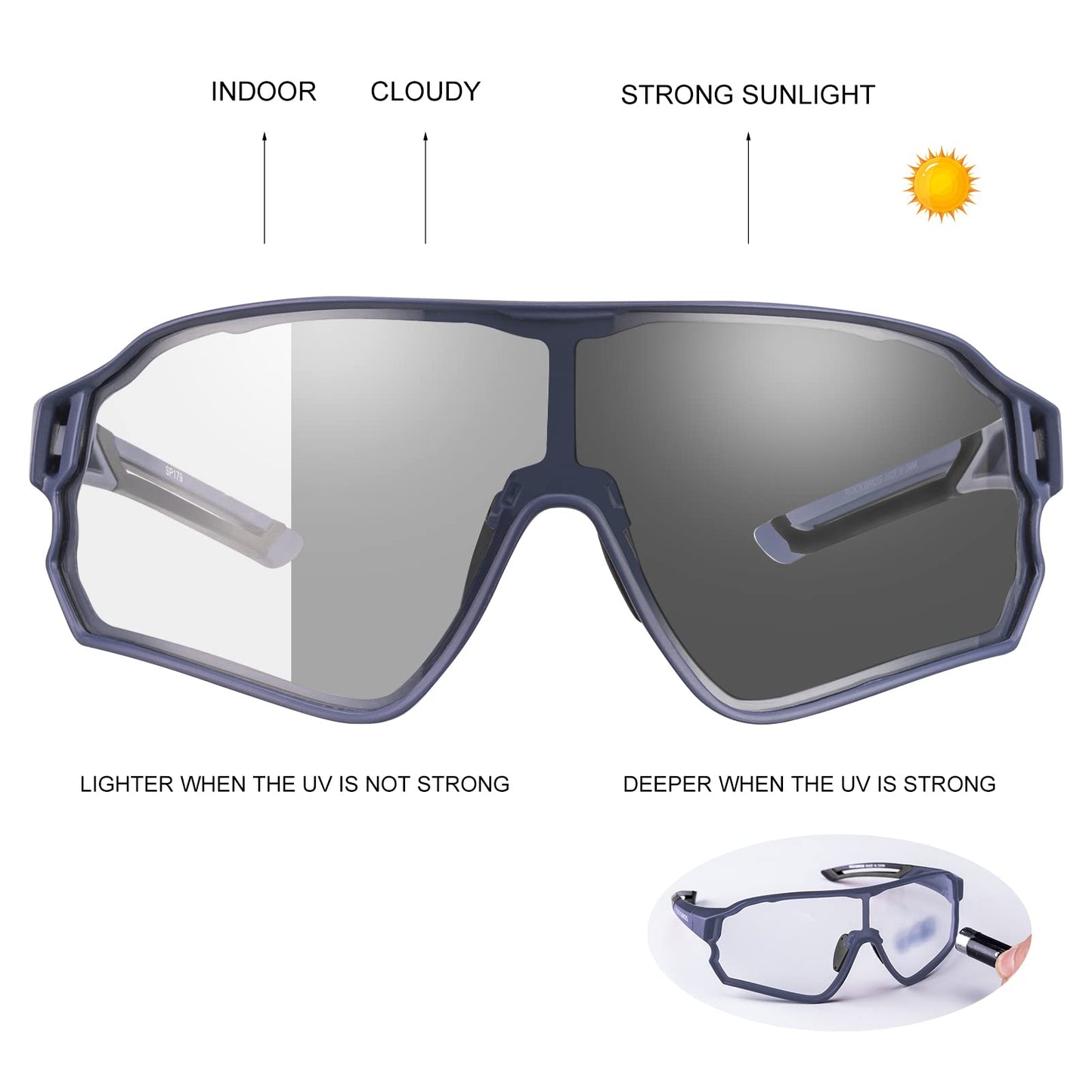 Thickened PC Lens Photochromic Sunglasses (UV400)