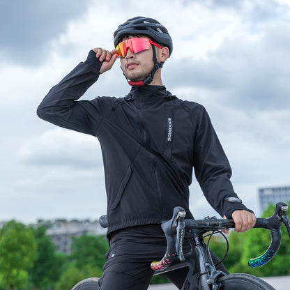 ROCKBROS Men's Windproof Cycling Jacket, Quick-Dry Lightweight Breathable MTB Jacket