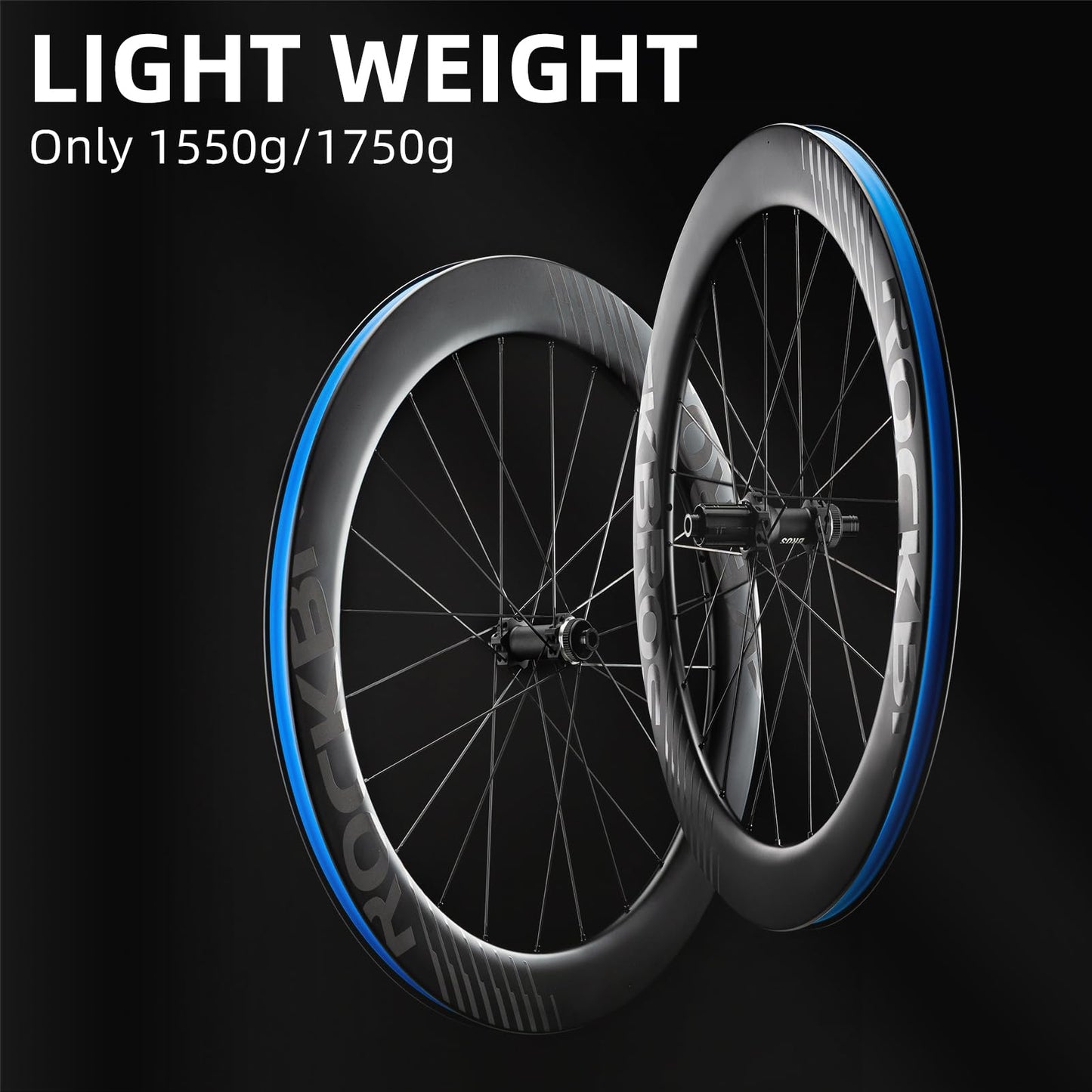 ROCKBROS 700c Carbon Fiber Disc Rim 38/50/65 mm  1.6-1.7 kg Clincher Wheelset