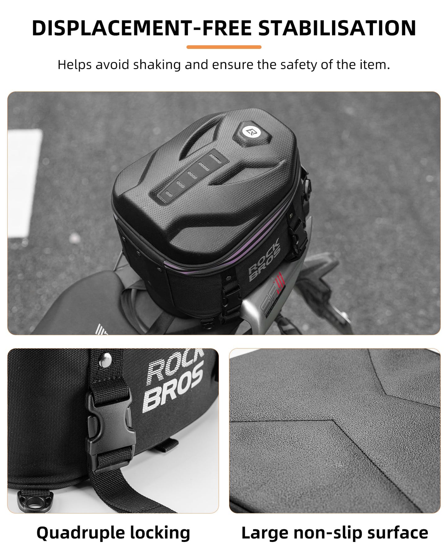 ROCKBROS Waterproof Tail Motorcycle Tail Rear Seat Bag 12.5L Storage Backpacks Hard Shell