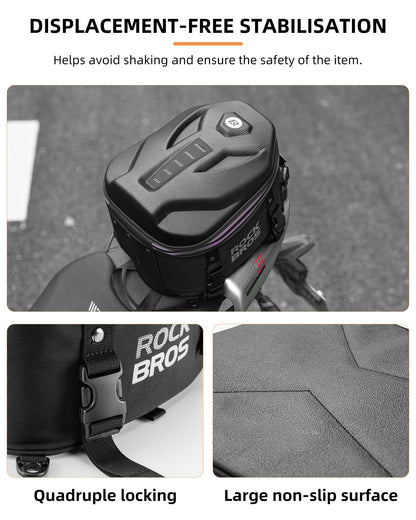 ROCKBROS Waterproof Tail Motorcycle Tail Rear Seat Bag 12.5L Storage Backpacks Hard Shell