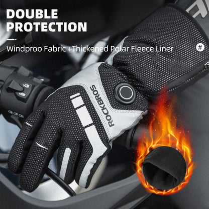 ROCKBROS Rechargeable Heated Gloves 4000mAh Touchscreen Windproof Thermal