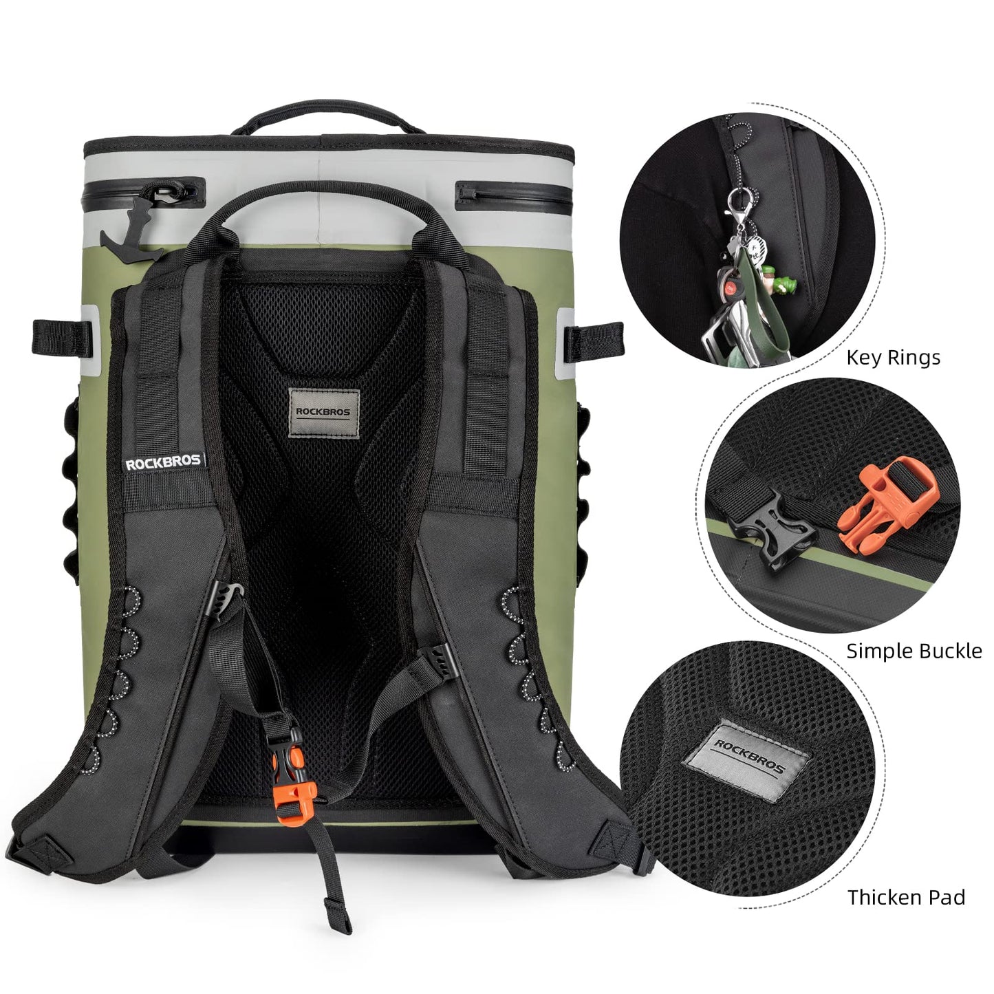 ROCKBROS Soft Cooler Waterproof 36 Can Insulated Leak Proof Soft Backpack