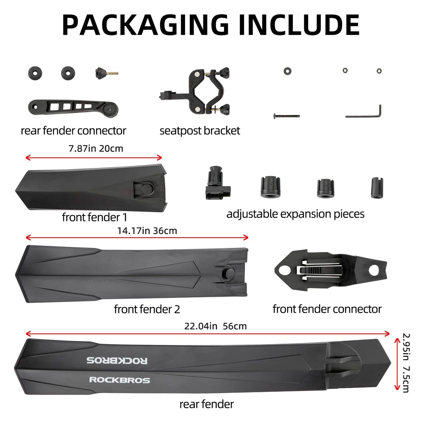 ROCKBROS Adjustable MTB Mud Guards Front & Rear Splash Guard