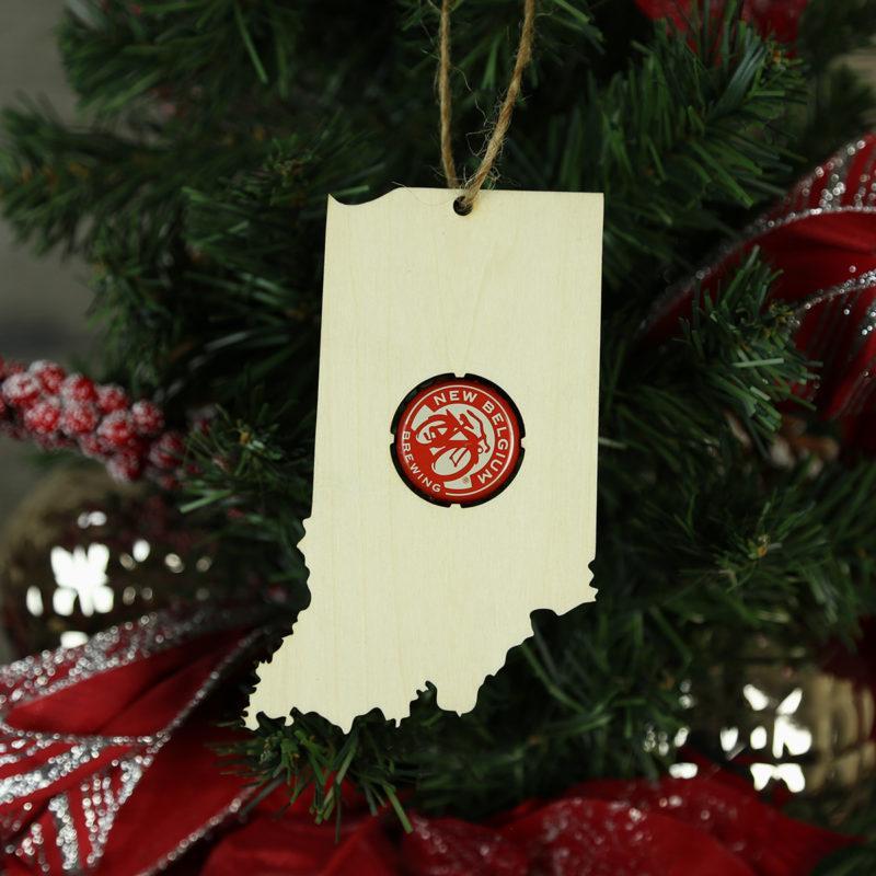 Indiana Beer Cap Map Ornaments