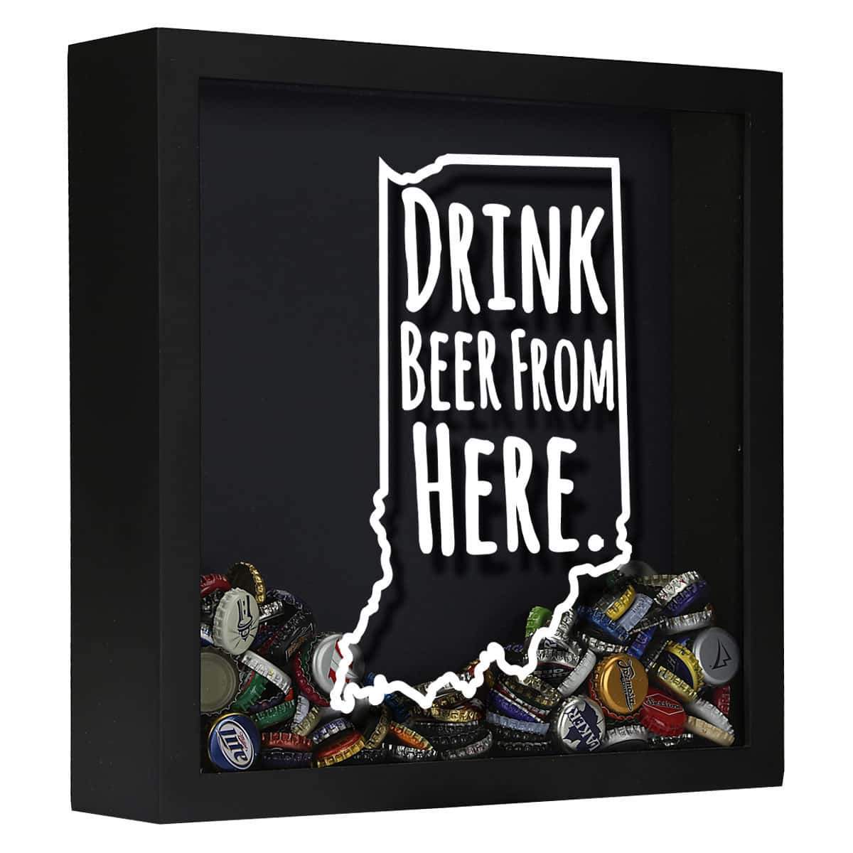 Indiana Drink Beer From Here Beer Cap Shadow Box