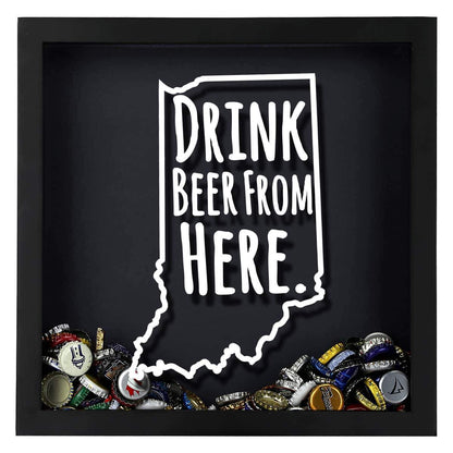 Indiana Drink Beer From Here Beer Cap Shadow Box