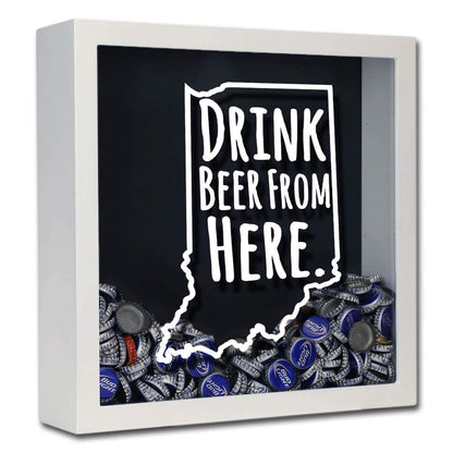 Indiana Drink Beer From Here Beer Cap Shadow Box