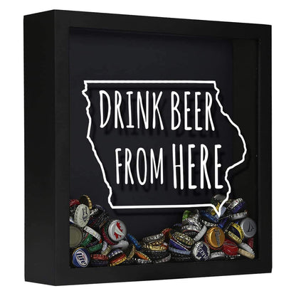 Iowa Drink Beer From Here Beer Cap Shadow Box