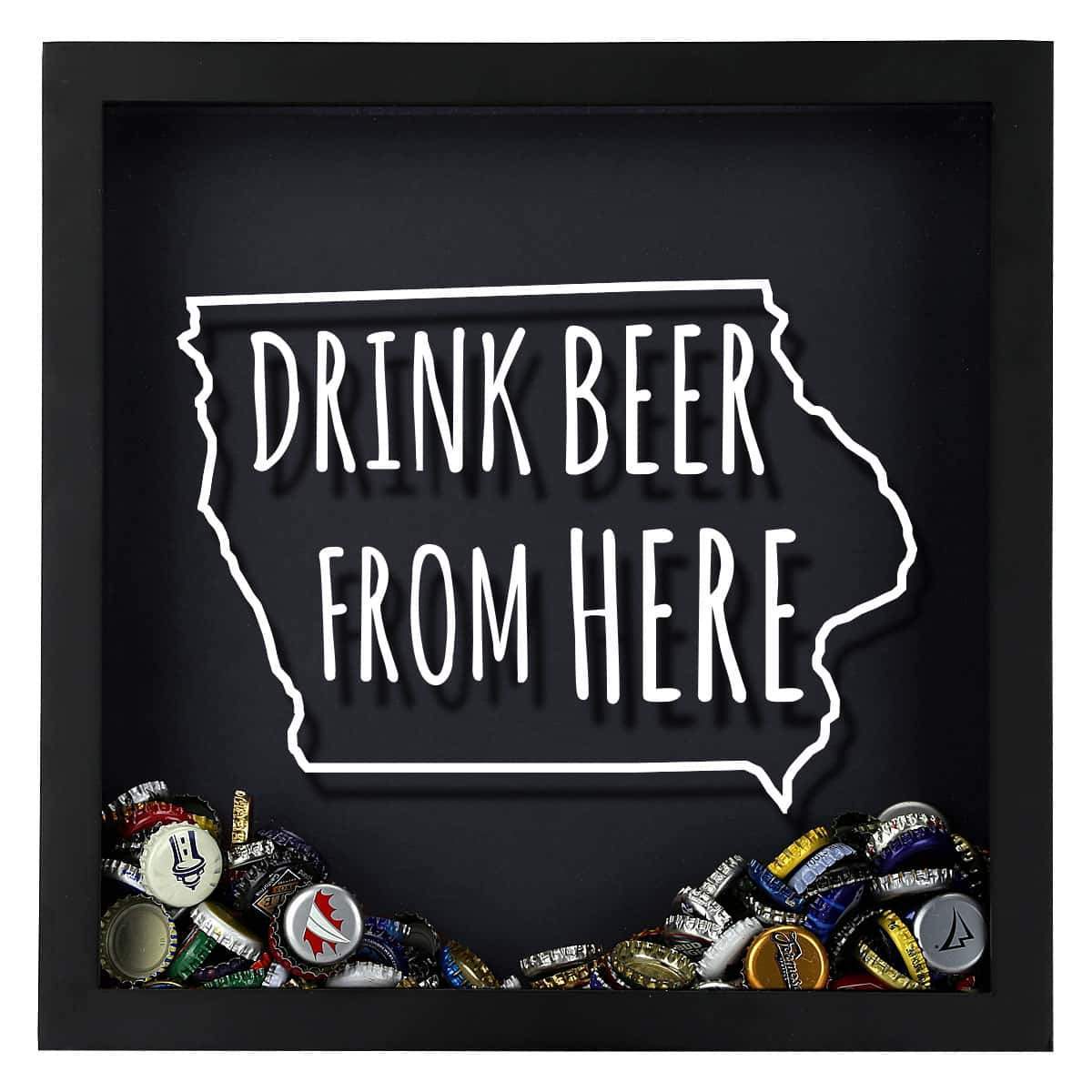 Iowa Drink Beer From Here Beer Cap Shadow Box