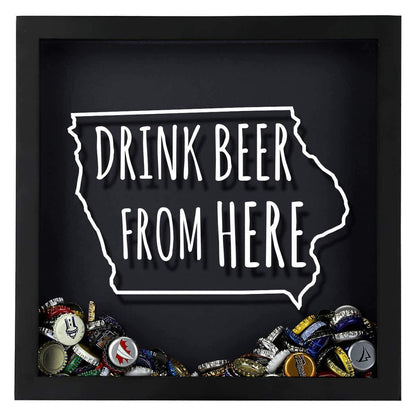 Iowa Drink Beer From Here Beer Cap Shadow Box