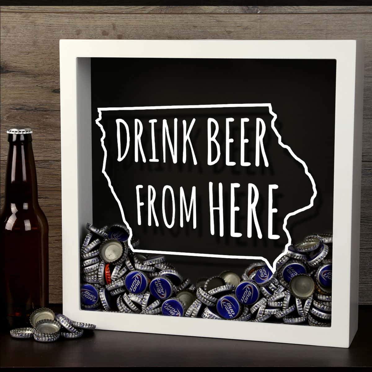 Iowa Drink Beer From Here Beer Cap Shadow Box