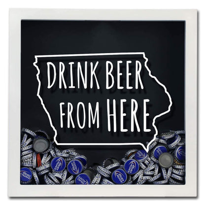Iowa Drink Beer From Here Beer Cap Shadow Box