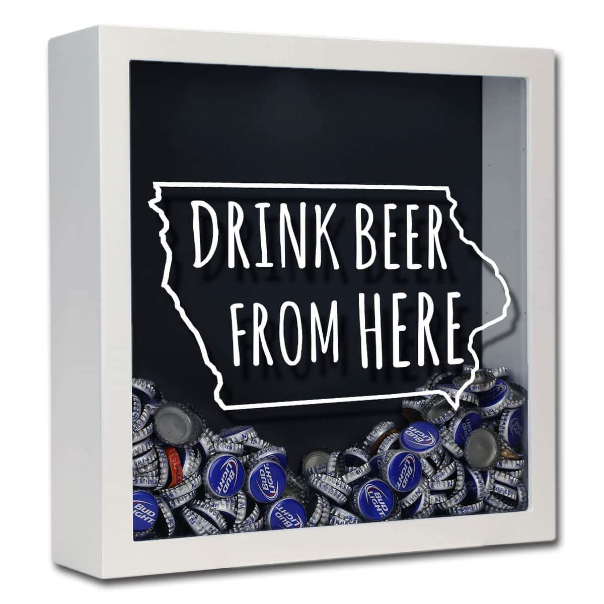 Iowa Drink Beer From Here Beer Cap Shadow Box