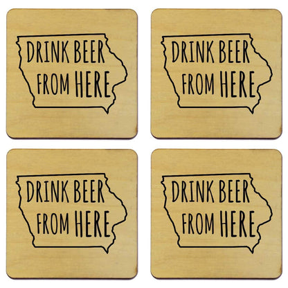 Iowa Drink Beer From Here Coasters