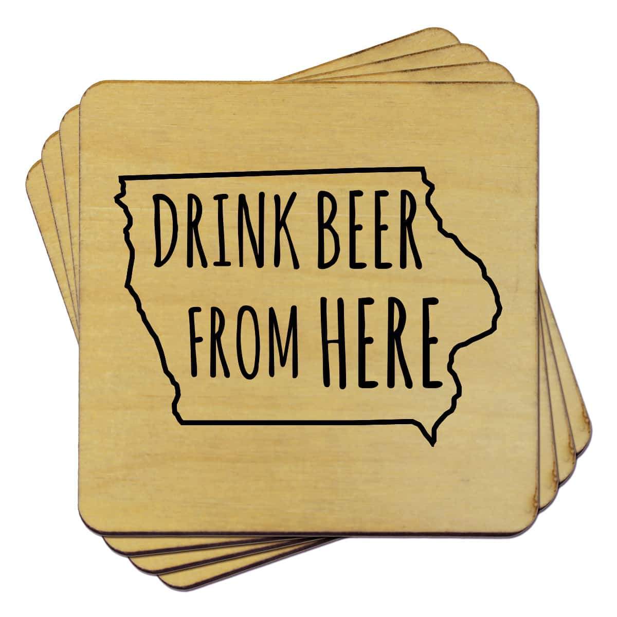 Iowa Drink Beer From Here Coasters