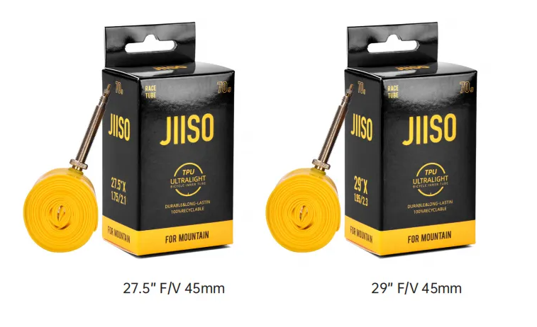 JIISO TPU Bike Inner Tube For Mountain Bike 27.5" and 29" FV45mm Presta Value MTB Tire Tubes