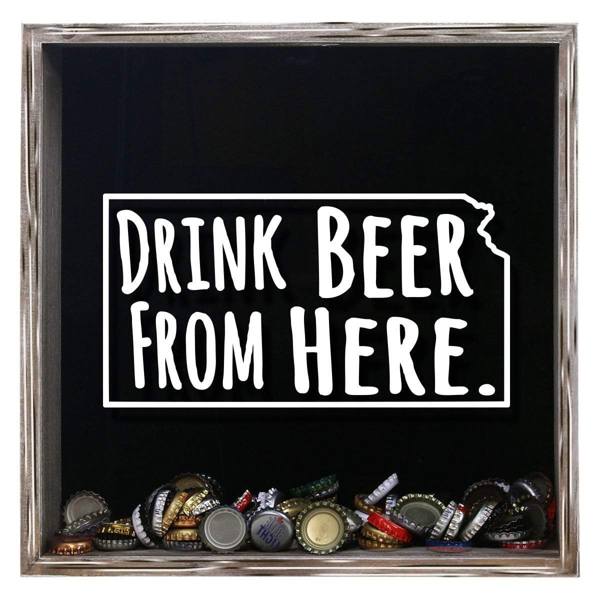 Kansas Drink Beer From Here Beer Cap Shadow Box