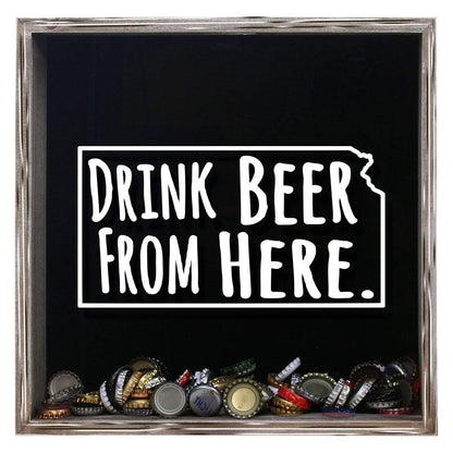 Kansas Drink Beer From Here Beer Cap Shadow Box