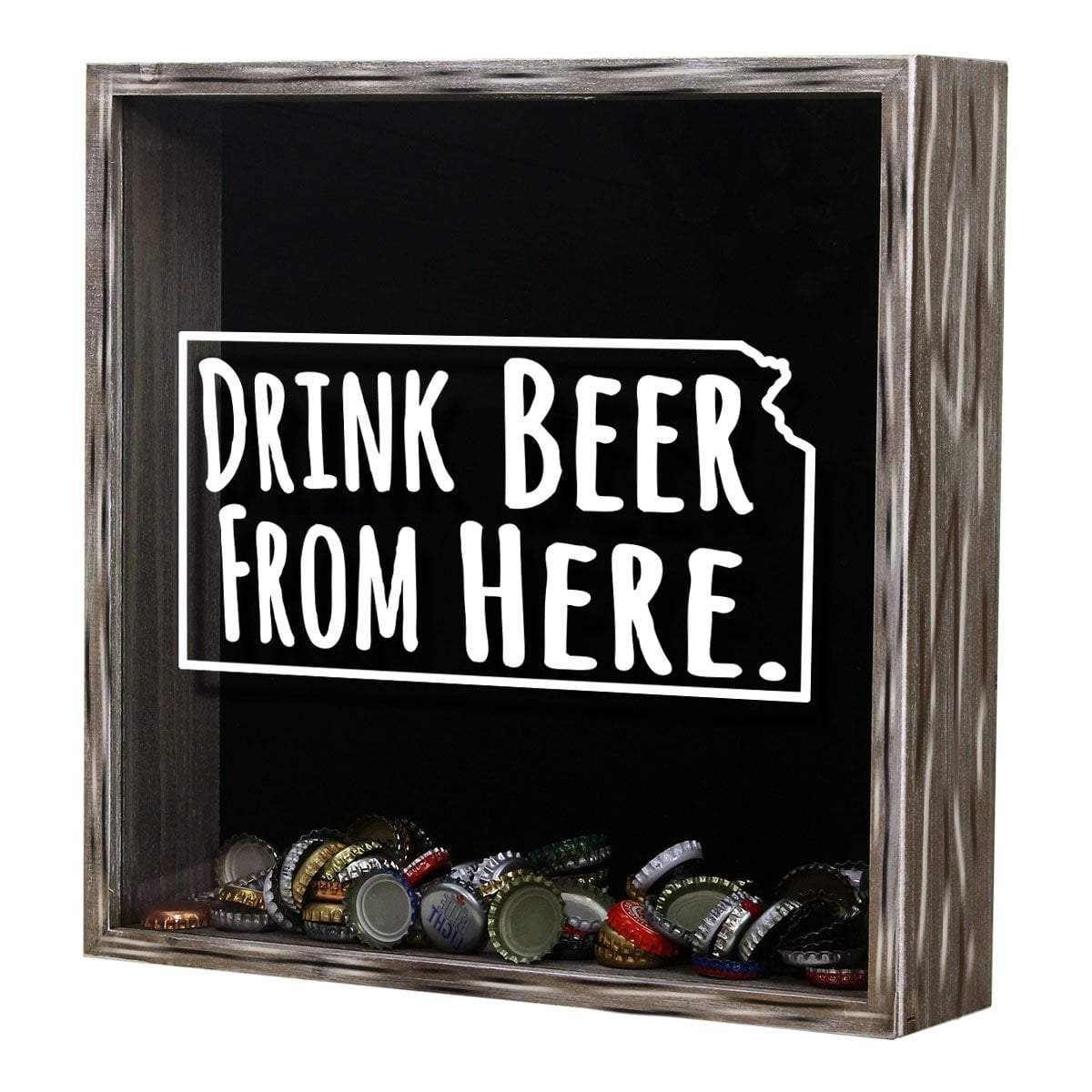 Kansas Drink Beer From Here Beer Cap Shadow Box