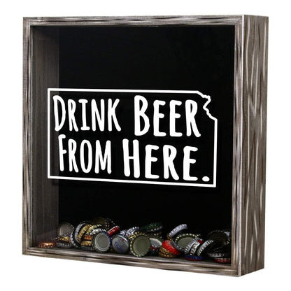 Kansas Drink Beer From Here Beer Cap Shadow Box