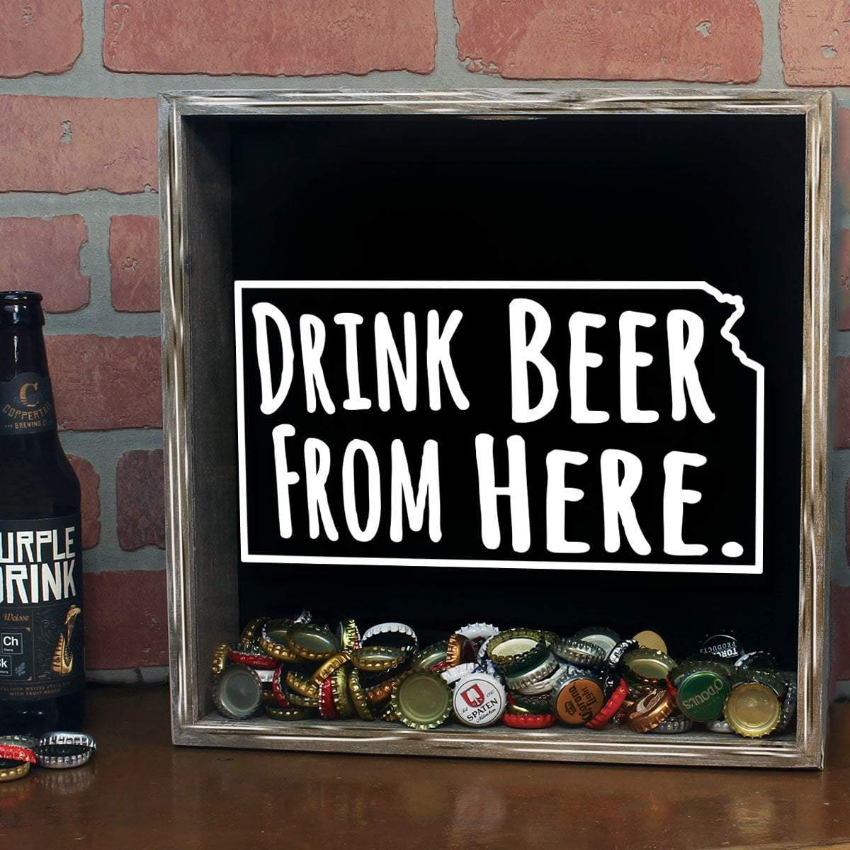 Kansas Drink Beer From Here Beer Cap Shadow Box