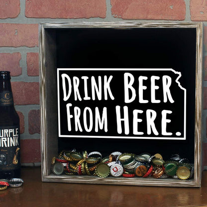 Kansas Drink Beer From Here Beer Cap Shadow Box