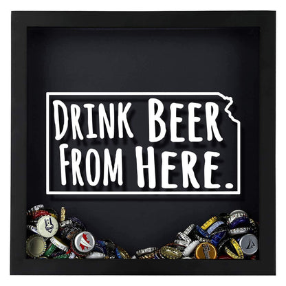 Kansas Drink Beer From Here Beer Cap Shadow Box