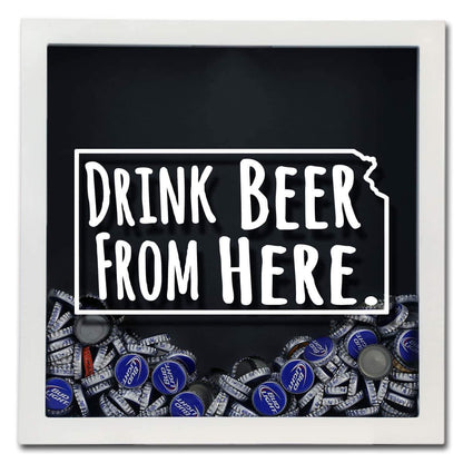 Kansas Drink Beer From Here Beer Cap Shadow Box