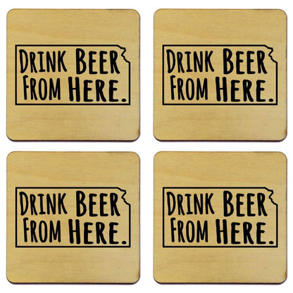 Kansas Drink Beer From Here Coasters