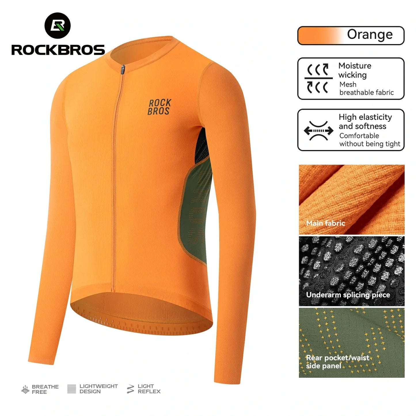 Men¡¯s Long Sleeve Cycling Jersey Lightweight with Breathable Mesh Panels