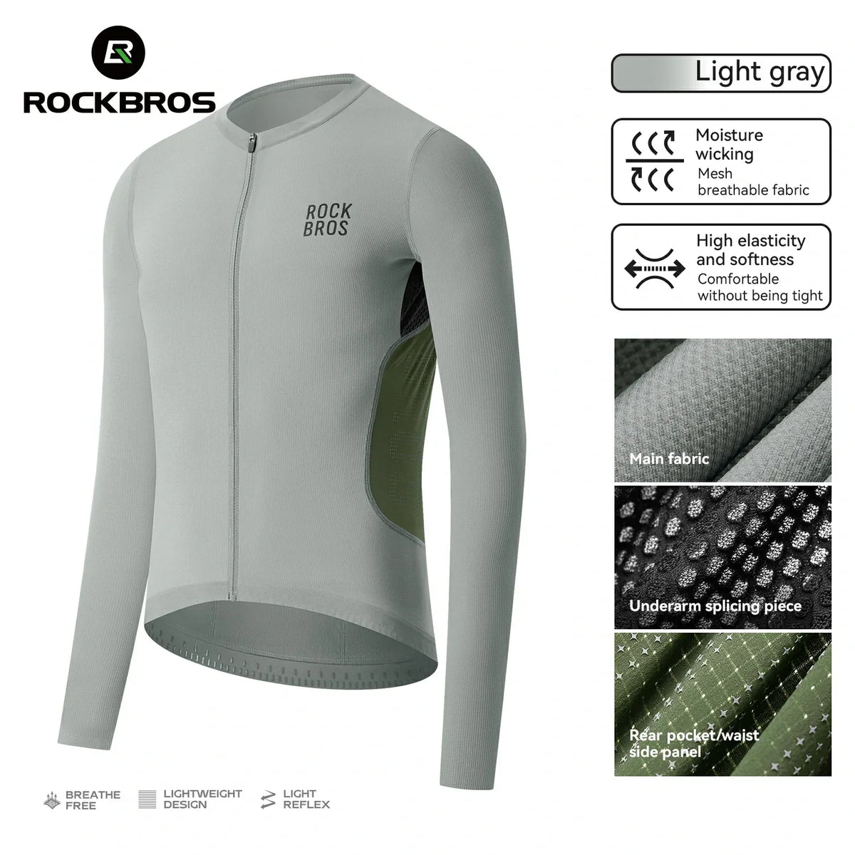 Men¡¯s Long Sleeve Cycling Jersey Lightweight with Breathable Mesh Panels