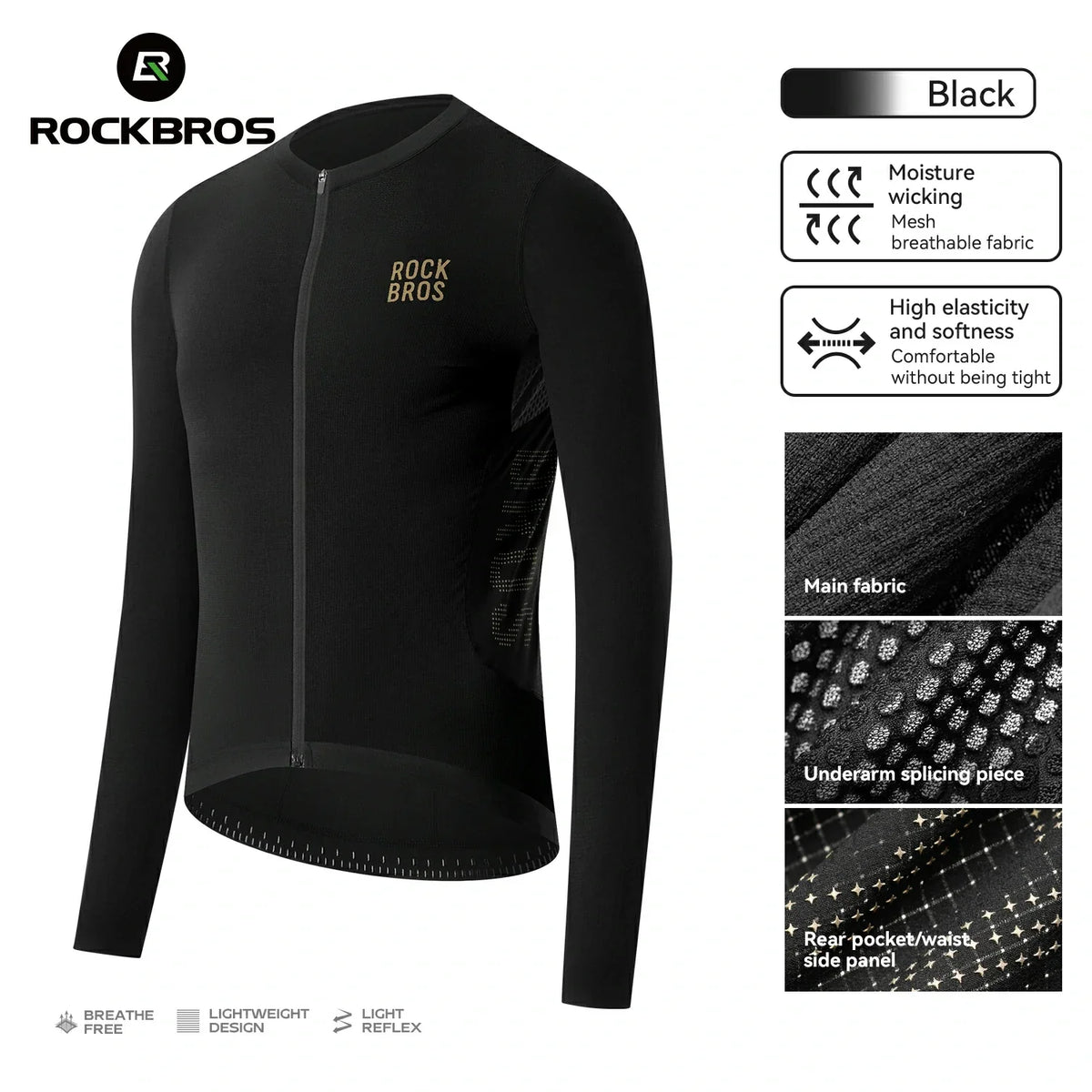 Men¡¯s Long Sleeve Cycling Jersey Lightweight with Breathable Mesh Panels