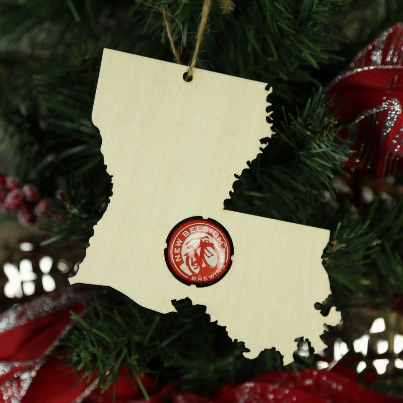 Louisiana Beer Cap Map Ornaments