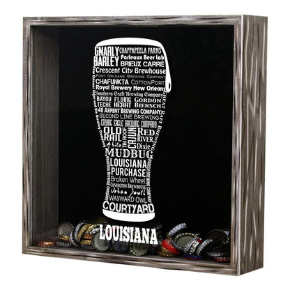 Louisiana Beer Typography Shadow Box