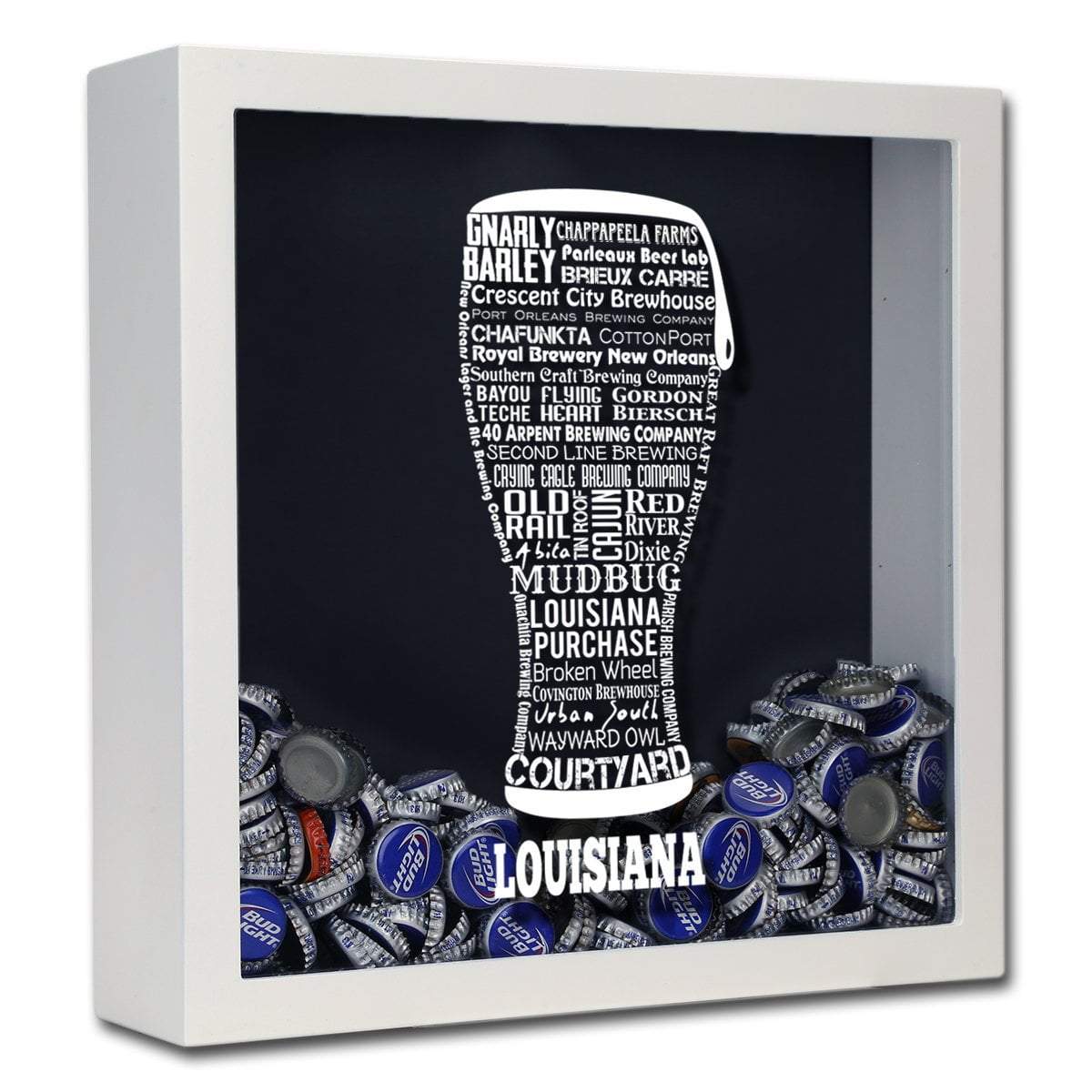 Louisiana Beer Typography Shadow Box