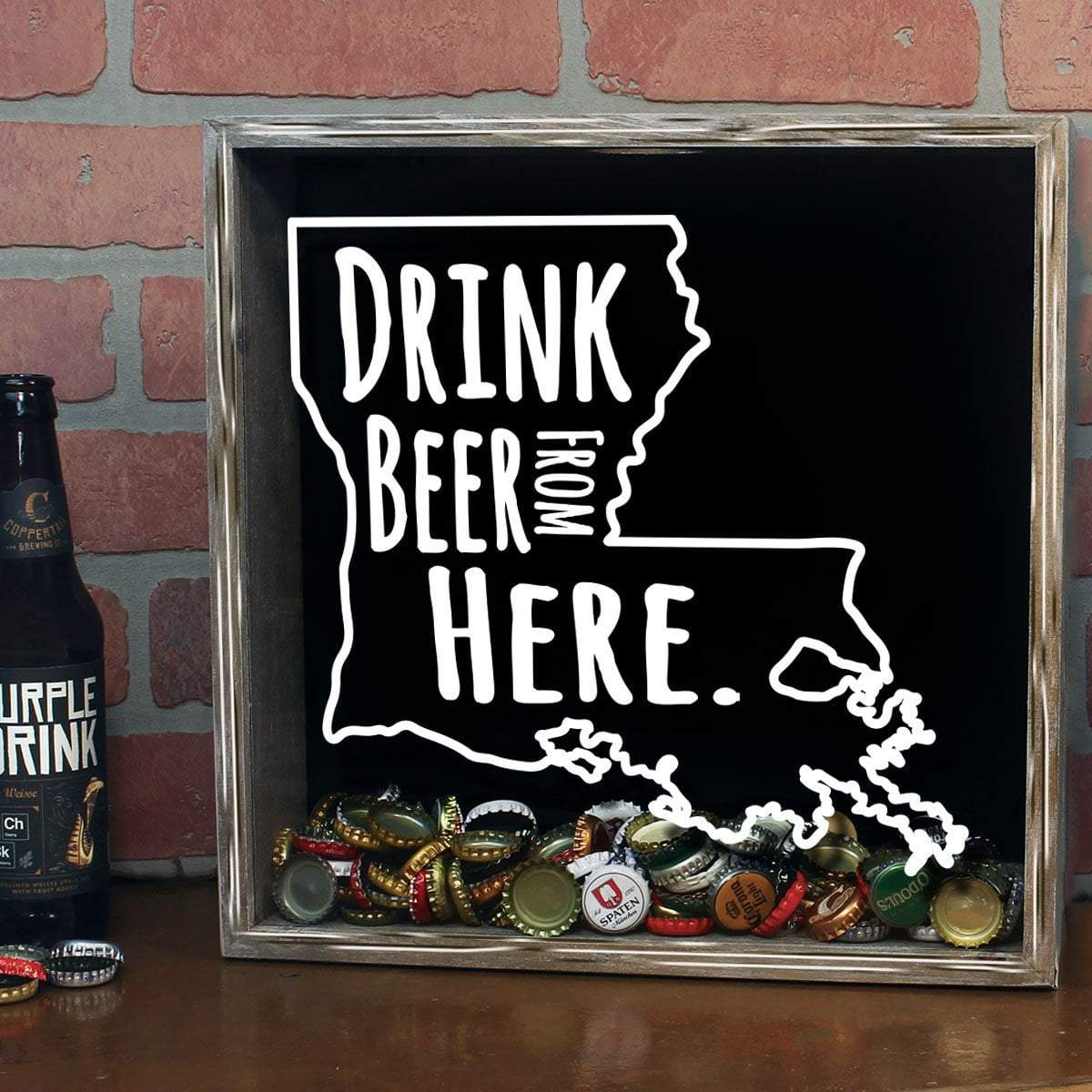 Louisiana Drink Beer From Here Beer Cap Shadow Box