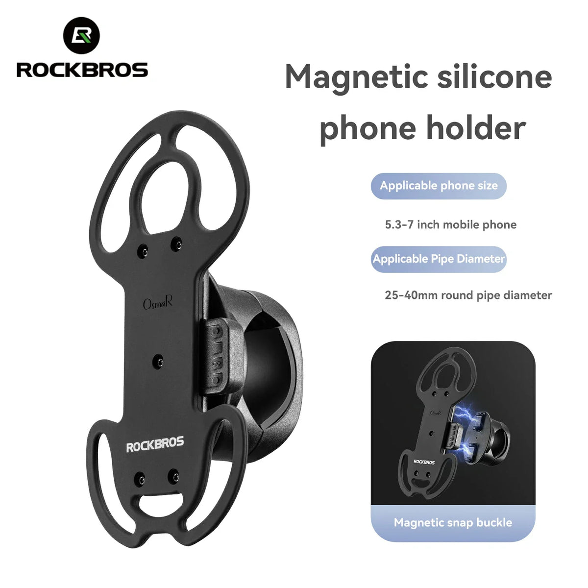 Magnetic Bike Phone Mount 360° Silicone Holder Quick-Release