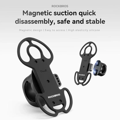 Magnetic Bike Phone Mount 360° Silicone Holder Quick-Release