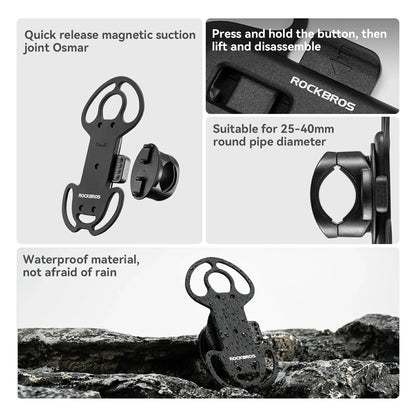 Magnetic Bike Phone Mount 360° Silicone Holder Quick-Release